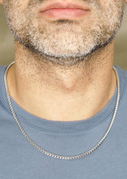 Silver Chain - Mens White Chain / Franco Chain / 2.3 MM