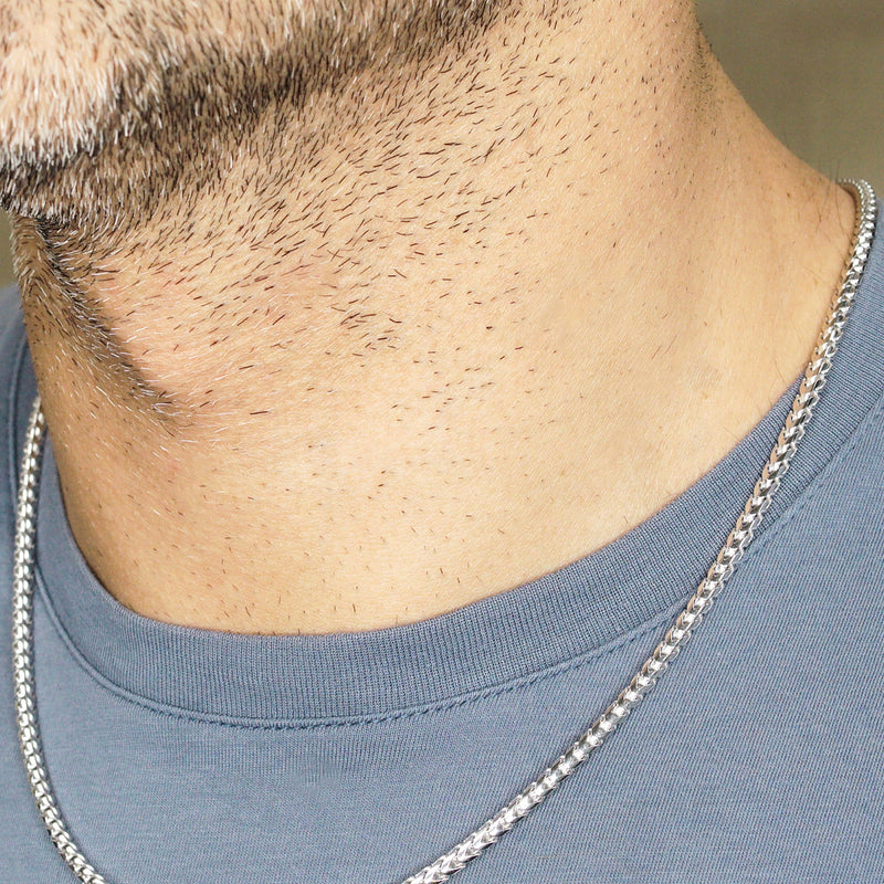 Silver Chain - Mens White Chain / Franco Chain / 2.3 MM