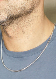 Silver Chain - Mens White Chain / Franco Chain / 2.3 MM