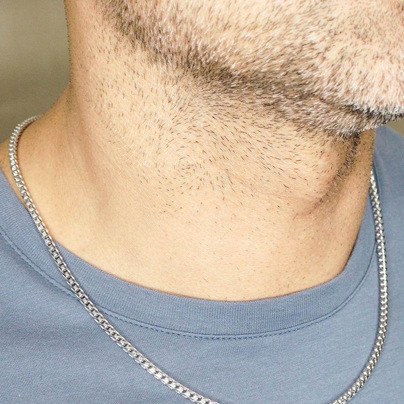 Silver Chain - Mens White Chain / Franco Chain / 2.3 MM