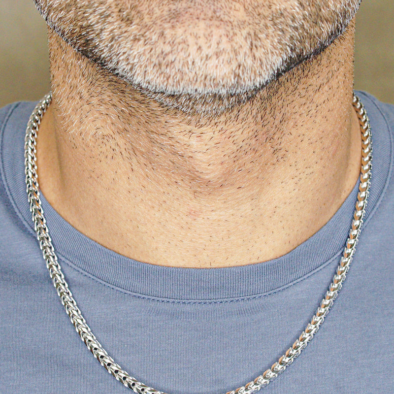 Silver Chain - Mens White Chain / Franco Chain / 4.2 MM