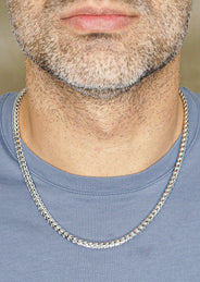 Silver Chain - Mens White Chain / Franco Chain / 4.2 MM