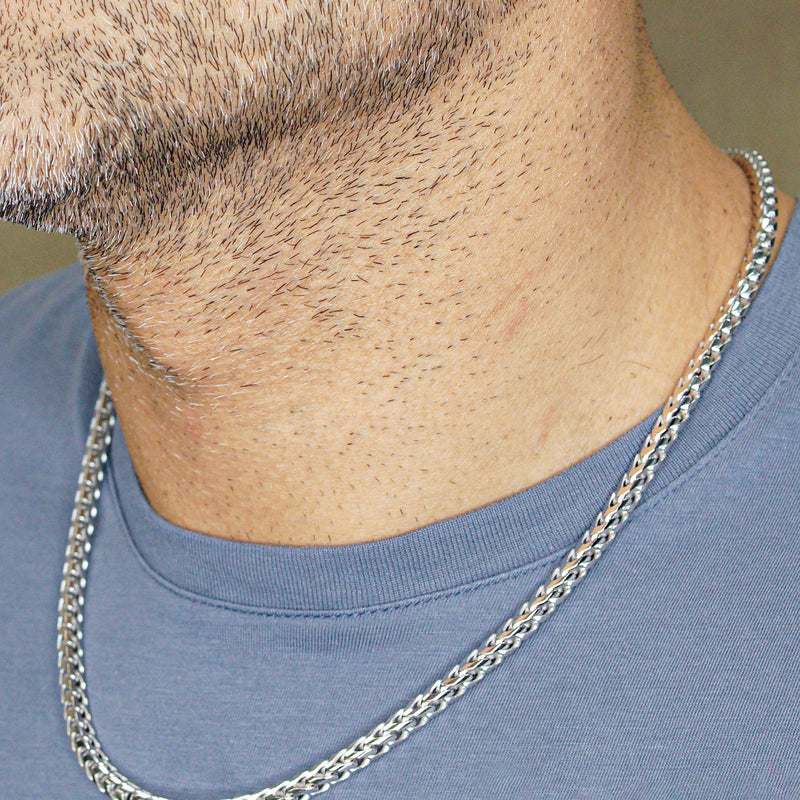 Silver Chain - Mens White Chain / Franco Chain / 4.2 MM