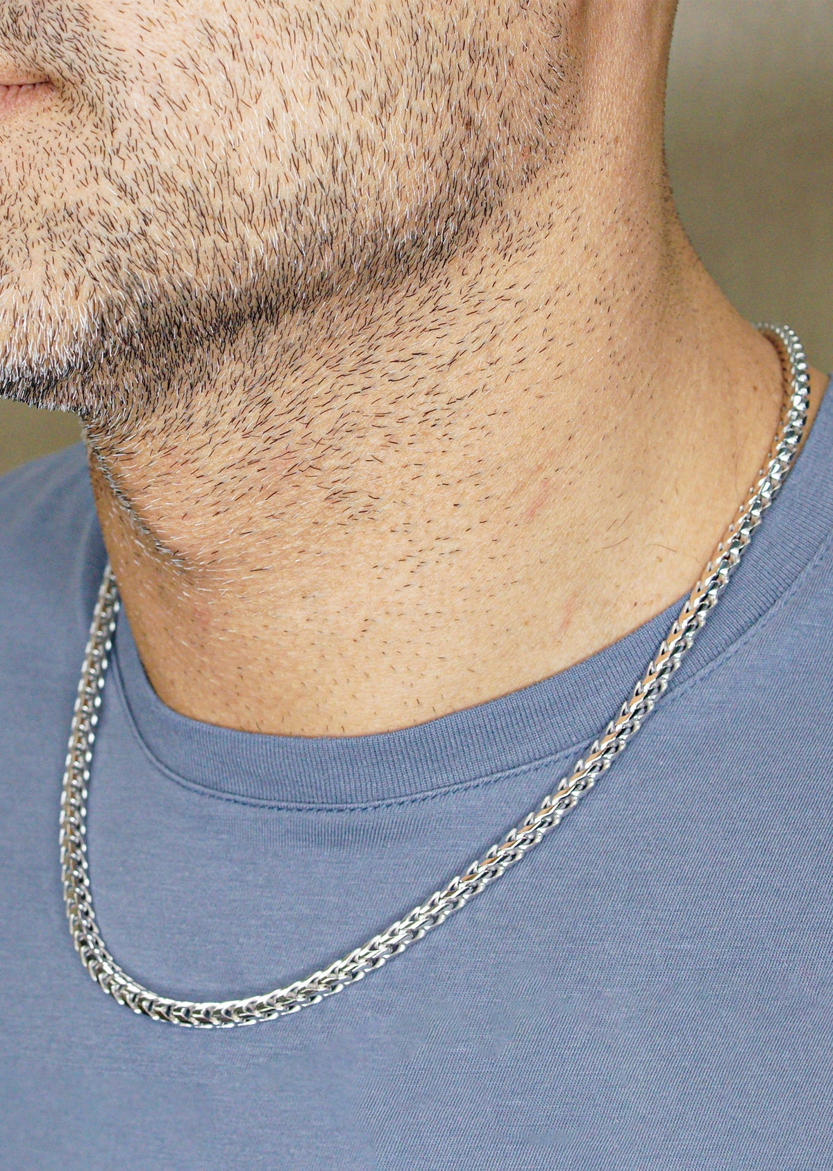 Silver Chain - Mens White Chain / Franco Chain / 4.2 MM