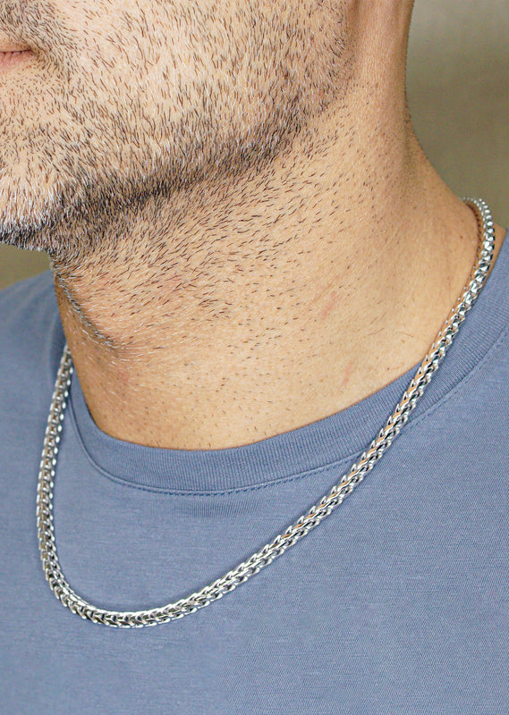 Silver Chain - Mens White Chain / Franco Chain / 4.2 MM