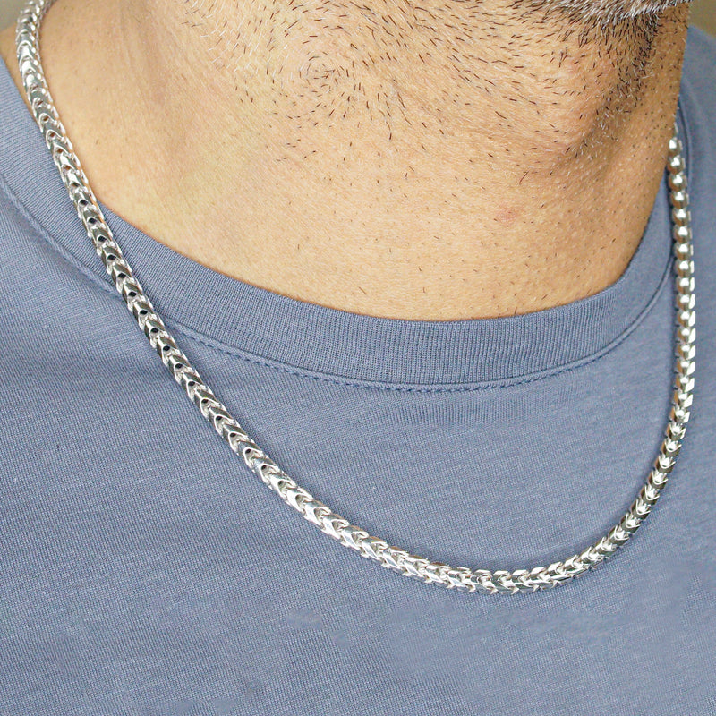 Silver Chain - Mens White Chain / Franco Chain / 4.2 MM