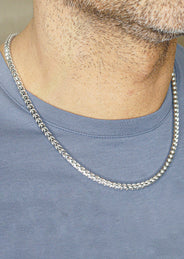 Silver Chain - Mens White Chain / Franco Chain / 4.2 MM