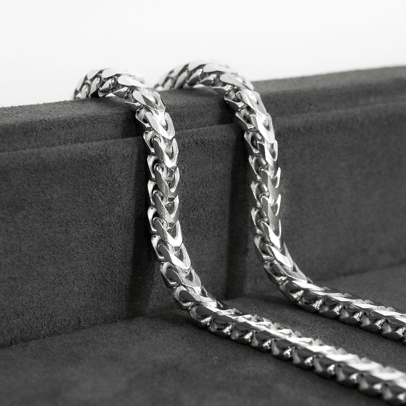 Silver Chain - Mens White Chain / Franco Chain / 4.2 MM