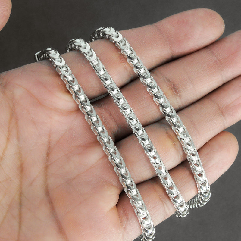 Silver Chain - Mens White Chain / Franco Chain / 4.2 MM