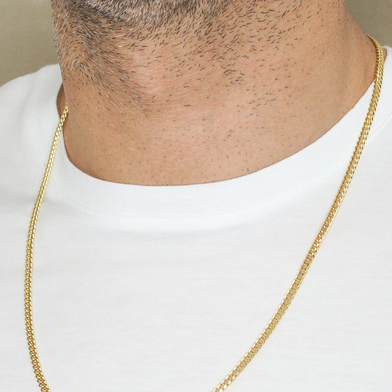 Silver Chain - Mens Gold Chain / Miami Cuban Link Chain / 3.5 MM