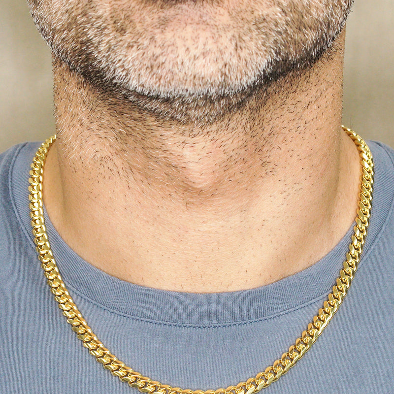 Silver Chain - Mens Gold Chain / Miami Cuban Link Chain / 7 MM