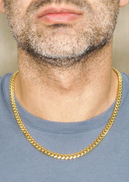 Silver Chain - Mens Gold Chain / Miami Cuban Link Chain / 7 MM