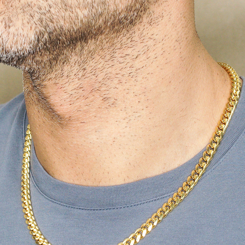 Silver Chain - Mens Gold Chain / Miami Cuban Link Chain / 7 MM