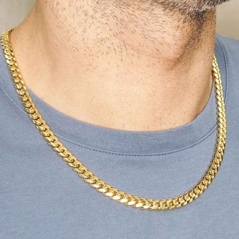 Silver Chain - Mens Gold Chain / Miami Cuban Link Chain / 7 MM