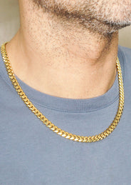 Silver Chain - Mens Gold Chain / Miami Cuban Link Chain / 7 MM
