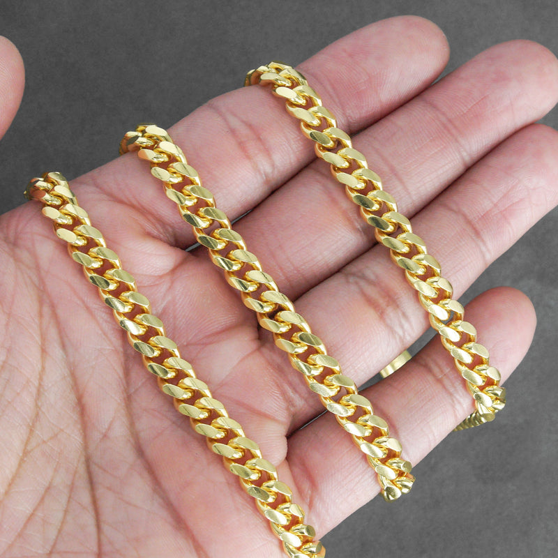 Silver Chain - Mens Gold Chain / Miami Cuban Link Chain / 7 MM
