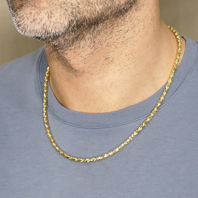 Silver Chain - Mens Gold Chain / Barrel Chain / 4 MM