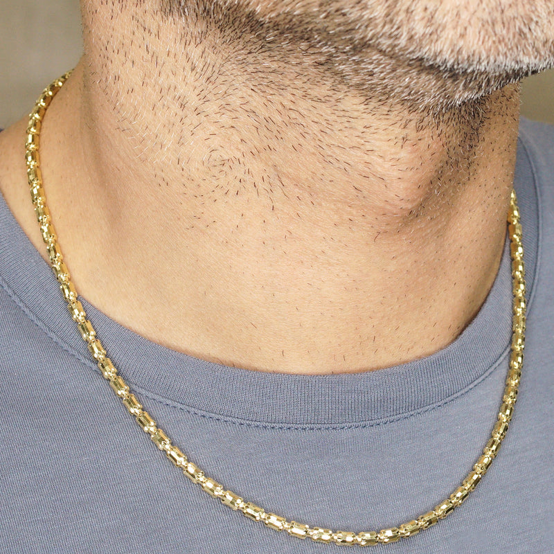 Silver Chain - Mens Gold Chain / Barrel Chain / 4 MM