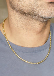 Silver Chain - Mens Gold Chain / Barrel Chain / 4 MM