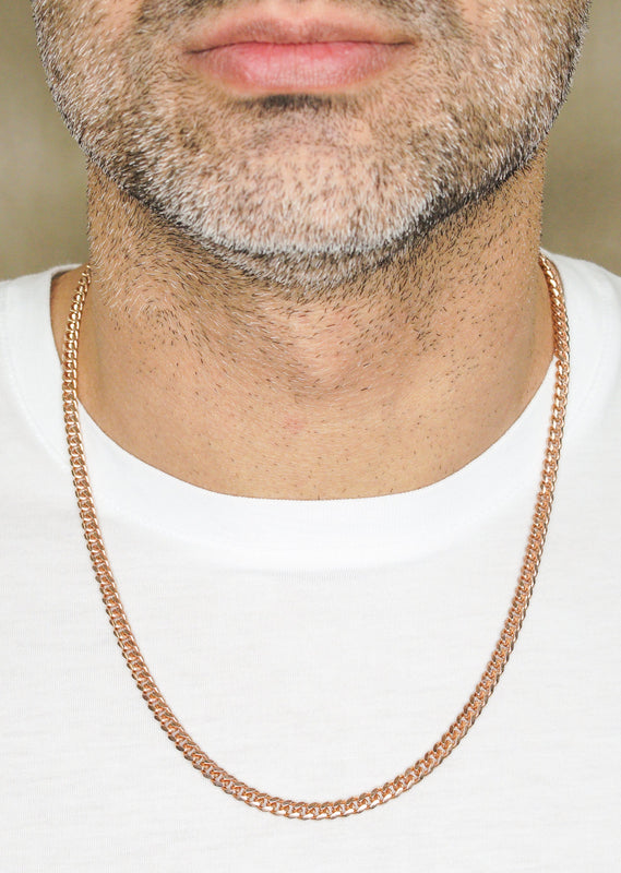 Silver Chain - Mens Rose Gold Chain / Miami Cuban Link Chain / 5 MM / 22 INCH