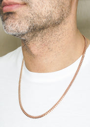 Silver Chain - Mens Rose Gold Chain / Miami Cuban Link Chain / 5 MM / 22 INCH