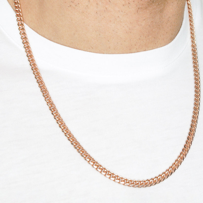 Silver Chain - Mens Rose Gold Chain / Miami Cuban Link Chain / 5 MM / 22 INCH