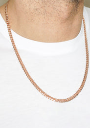 Silver Chain - Mens Rose Gold Chain / Miami Cuban Link Chain / 5 MM / 22 INCH