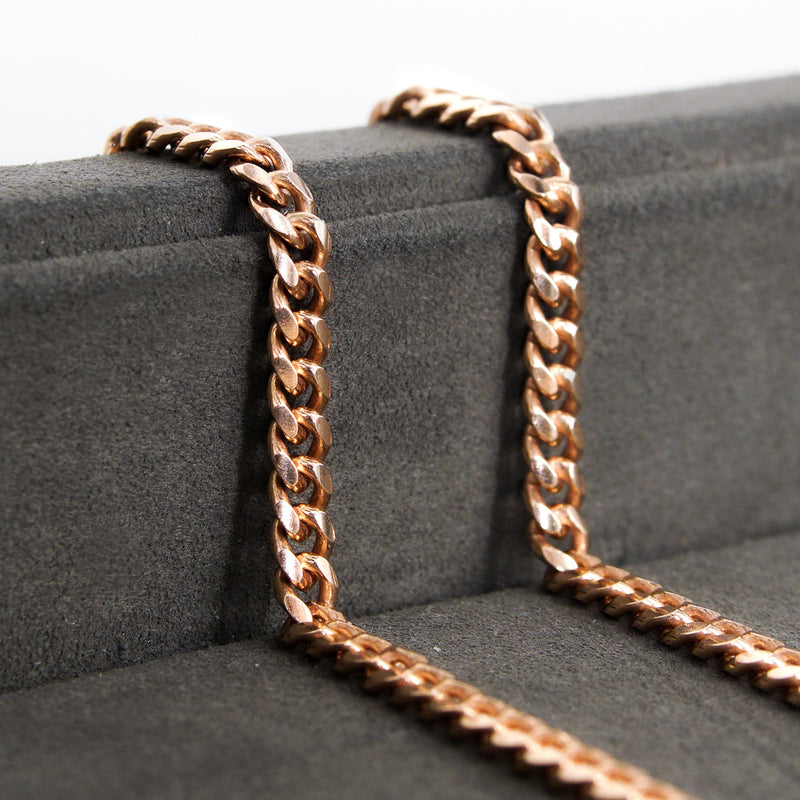 Silver Chain - Mens Rose Gold Chain / Miami Cuban Link Chain / 5 MM / 22 INCH