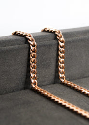 Silver Chain - Mens Rose Gold Chain / Miami Cuban Link Chain / 5 MM / 22 INCH