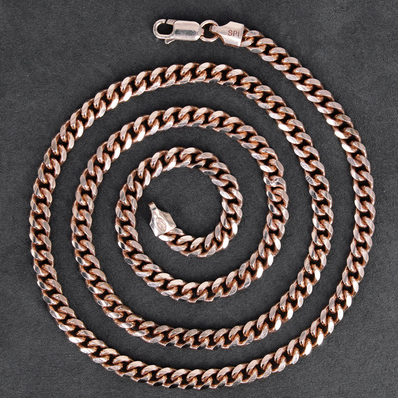 Silver Chain - Mens Rose Gold Chain / Miami Cuban Link Chain / 5 MM / 22 INCH