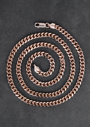 Silver Chain - Mens Rose Gold Chain / Miami Cuban Link Chain / 5 MM / 22 INCH