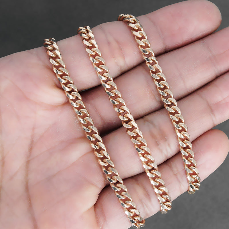 Silver Chain - Mens Rose Gold Chain / Miami Cuban Link Chain / 5 MM / 22 INCH