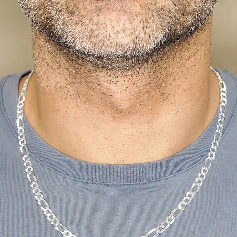 Silver Chain - Mens White Chain / Figaro Chain / 5 MM