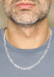 Silver Chain - Mens White Chain / Figaro Chain / 5 MM