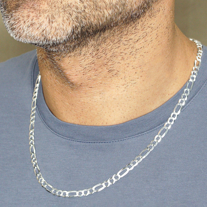 Silver Chain - Mens White Chain / Figaro Chain / 5 MM