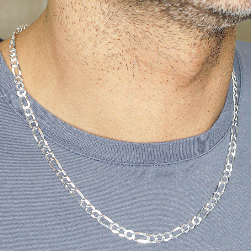Silver Chain - Mens White Chain / Figaro Chain / 5 MM
