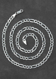 Silver Chain - Mens White Chain / Figaro Chain / 5 MM