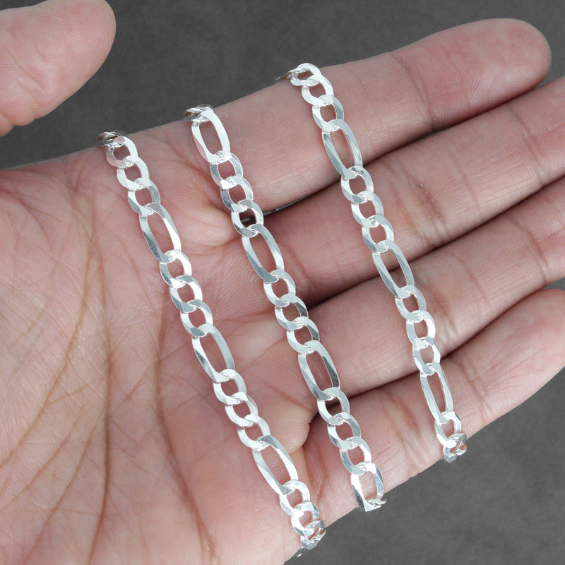 Silver Chain - Mens White Chain / Figaro Chain / 5 MM