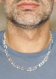 Silver Chain - Mens White Chain / Figaro Chain / 9.5 MM