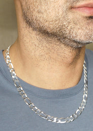 Silver Chain - Mens White Chain / Figaro Chain / 9.5 MM