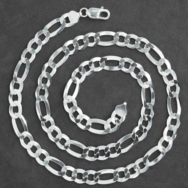 Silver Chain - Mens White Chain / Figaro Chain / 9.5 MM