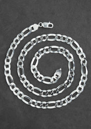 Silver Chain - Mens White Chain / Figaro Chain / 9.5 MM
