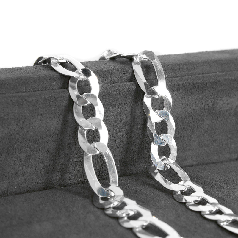 Silver Chain - Mens White Chain / Figaro Chain / 9.5 MM