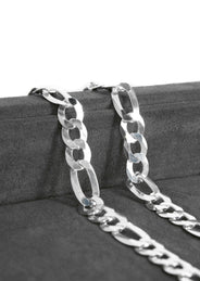 Silver Chain - Mens White Chain / Figaro Chain / 9.5 MM