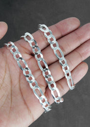 Silver Chain - Mens White Chain / Figaro Chain / 9.5 MM