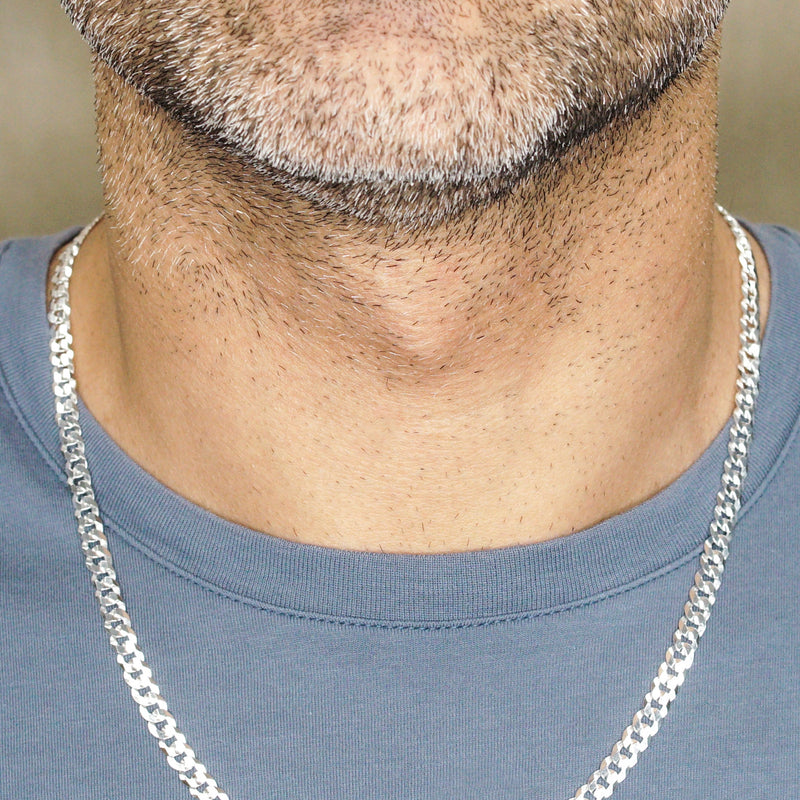 Silver Chain - Mens White Chain / Curb Chain / 5 MM