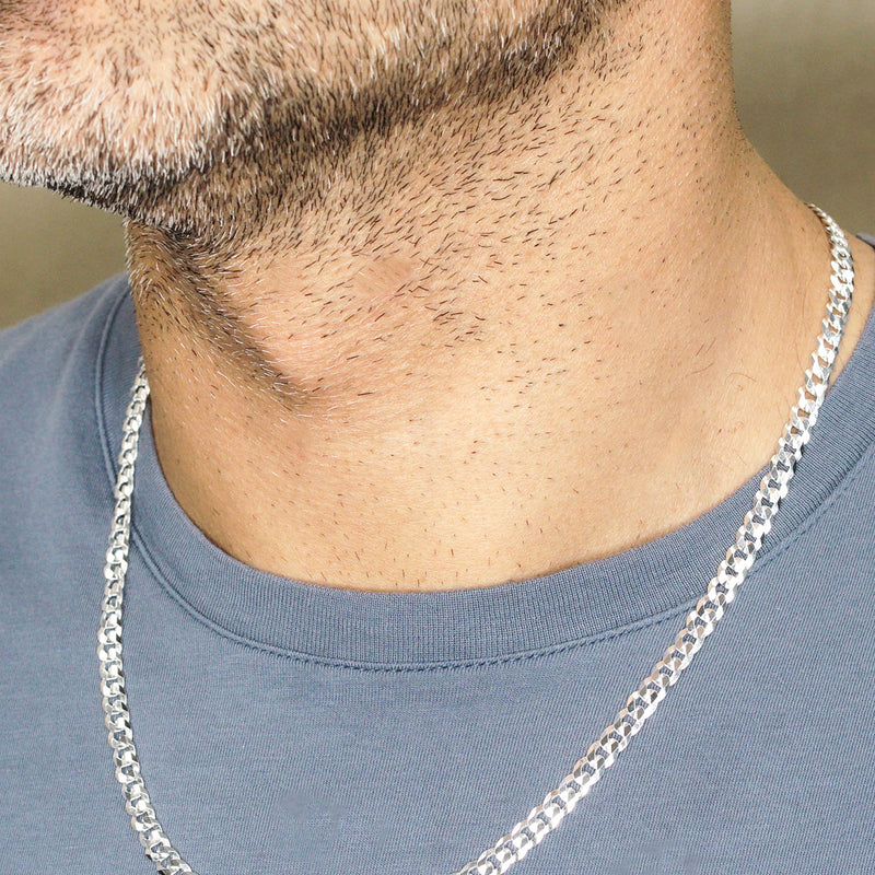 Silver Chain - Mens White Chain / Curb Chain / 5 MM