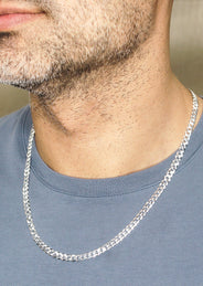 Silver Chain - Mens White Chain / Curb Chain / 5 MM