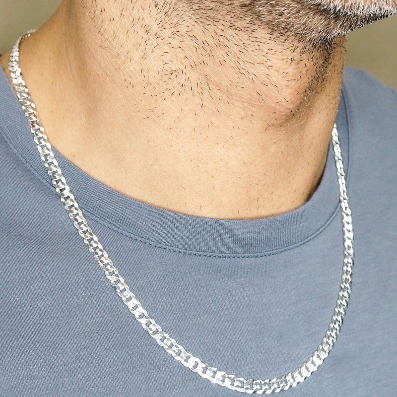 Silver Chain - Mens White Chain / Curb Chain / 5 MM