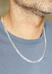 Silver Chain - Mens White Chain / Curb Chain / 5 MM